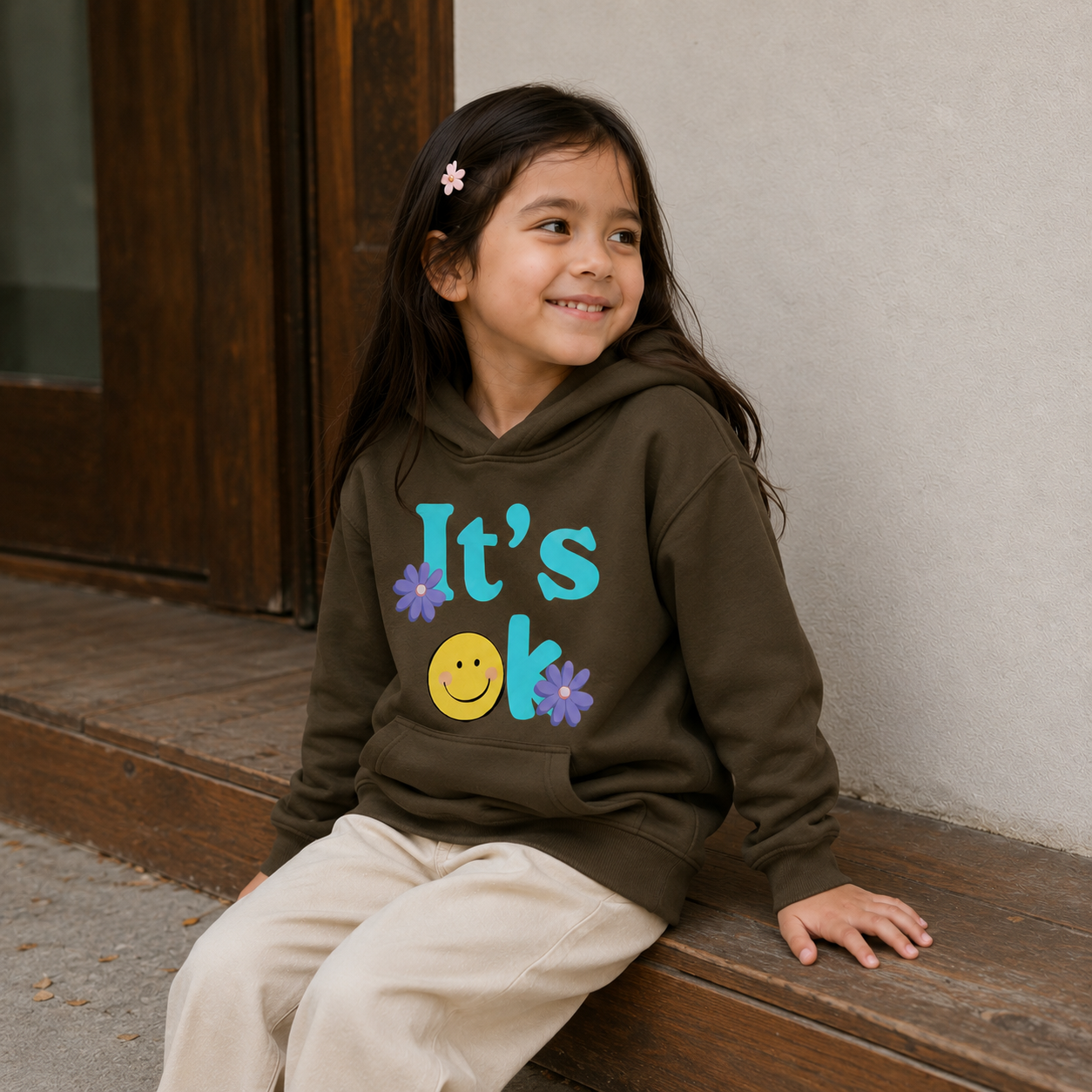 It's OK Smile Flower Graphic Hoodie