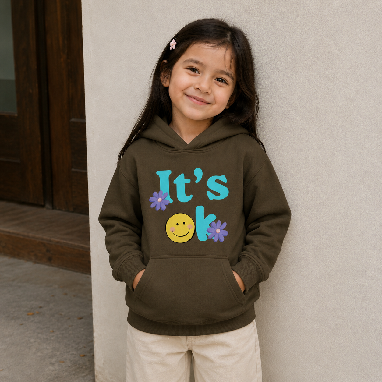 It's OK Smile Flower Graphic Hoodie