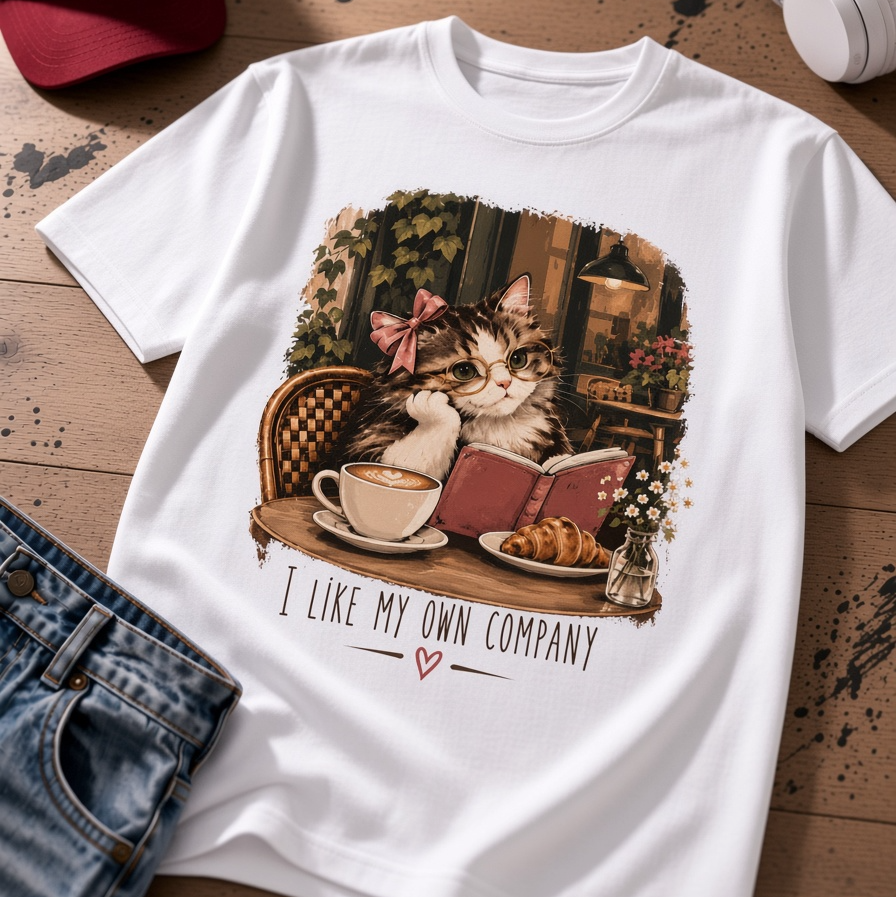 Bookish Cat Shirt, Introvert Cat Tee