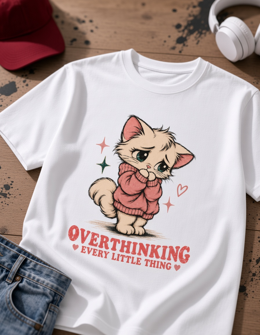 Overthinking cute girl - tshirt