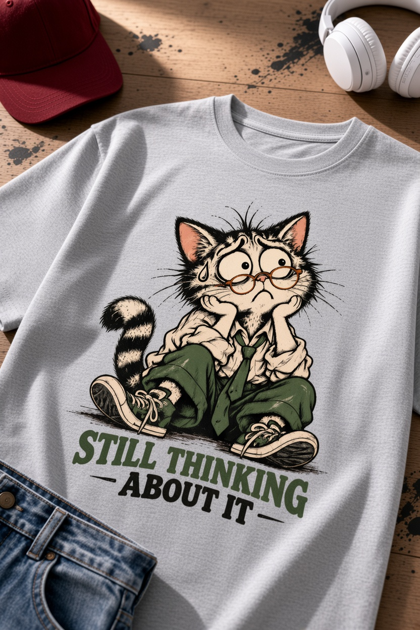 Funny Overthinking Cat Shirt, Introvert Tee