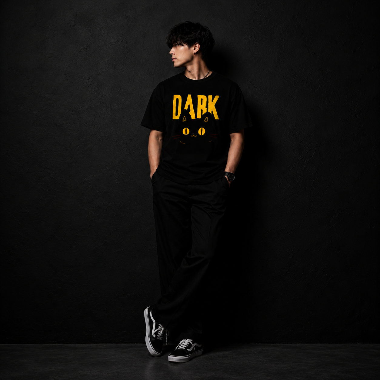 Dovik Dark Cat Graphic T-Shirt